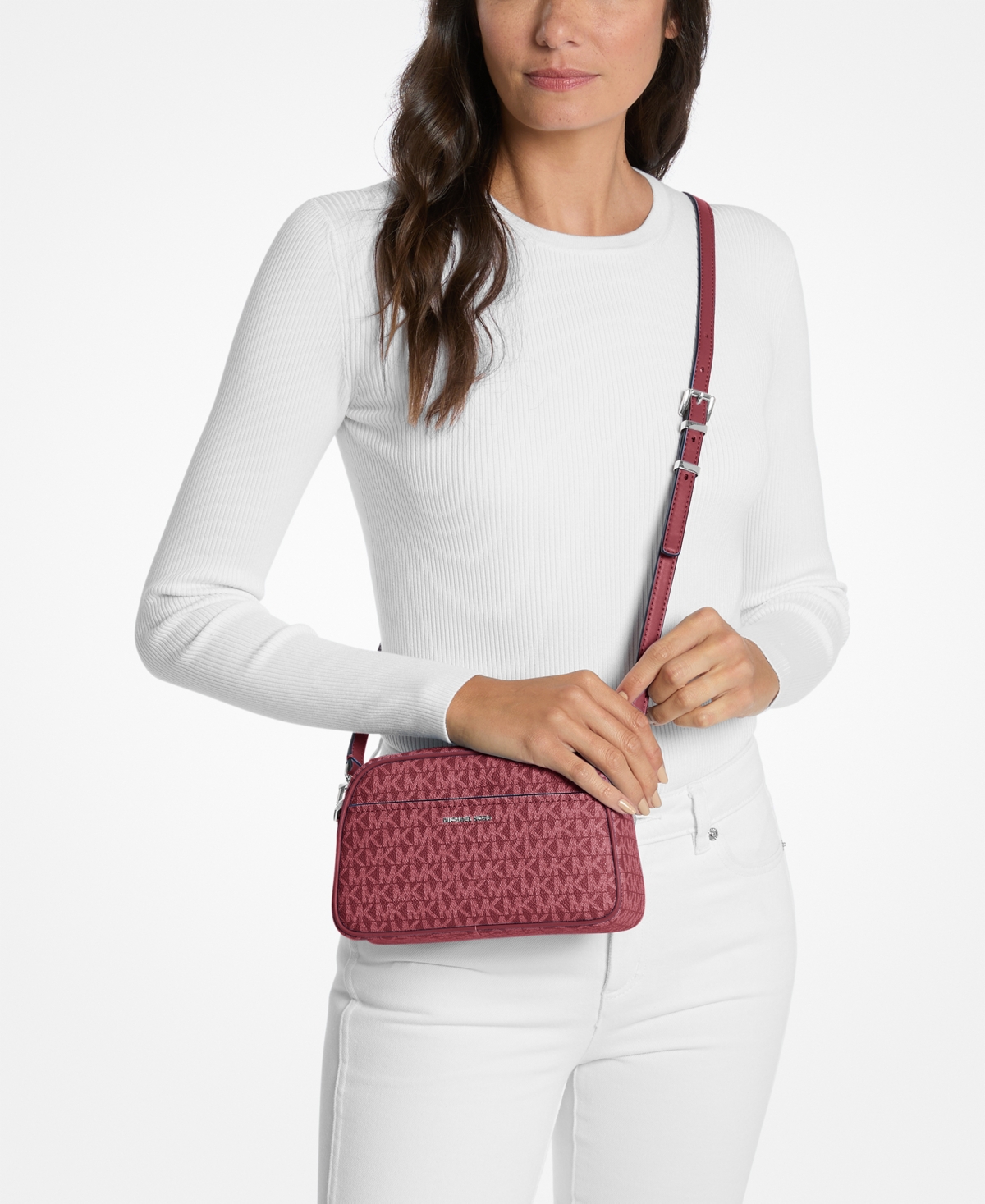 Michael Kors Jet Set Small Camera Crossbody In Brown