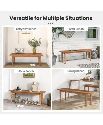 Solid Wood Dining Bench Entryway Bench w/ Rubber Wood Legs for Bedroom Oak