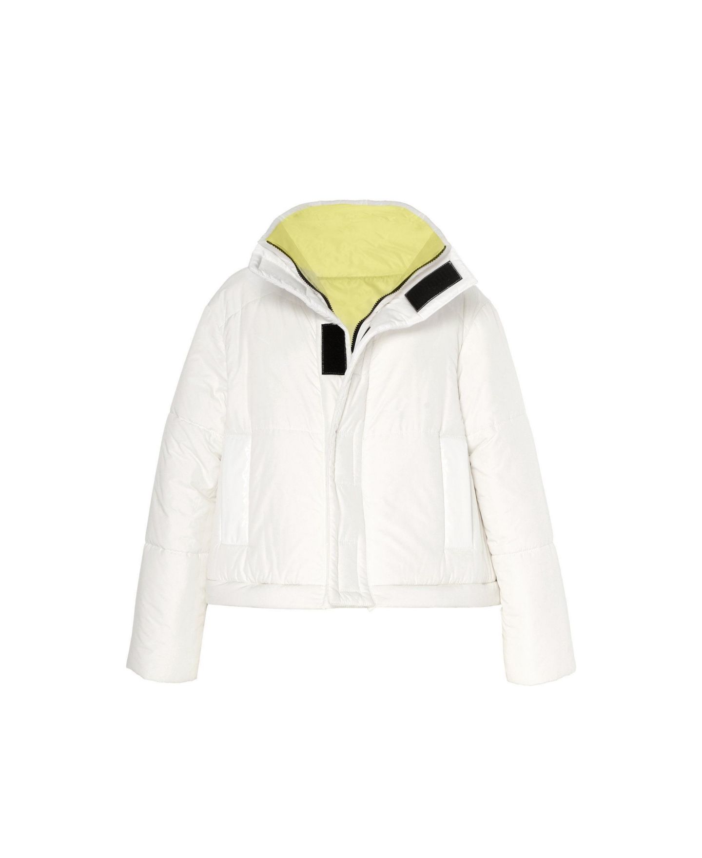 Женское пальто CAALO Reversible Cropped Sustainable Down Coat, цвет: Белый лаймовый — фото 3