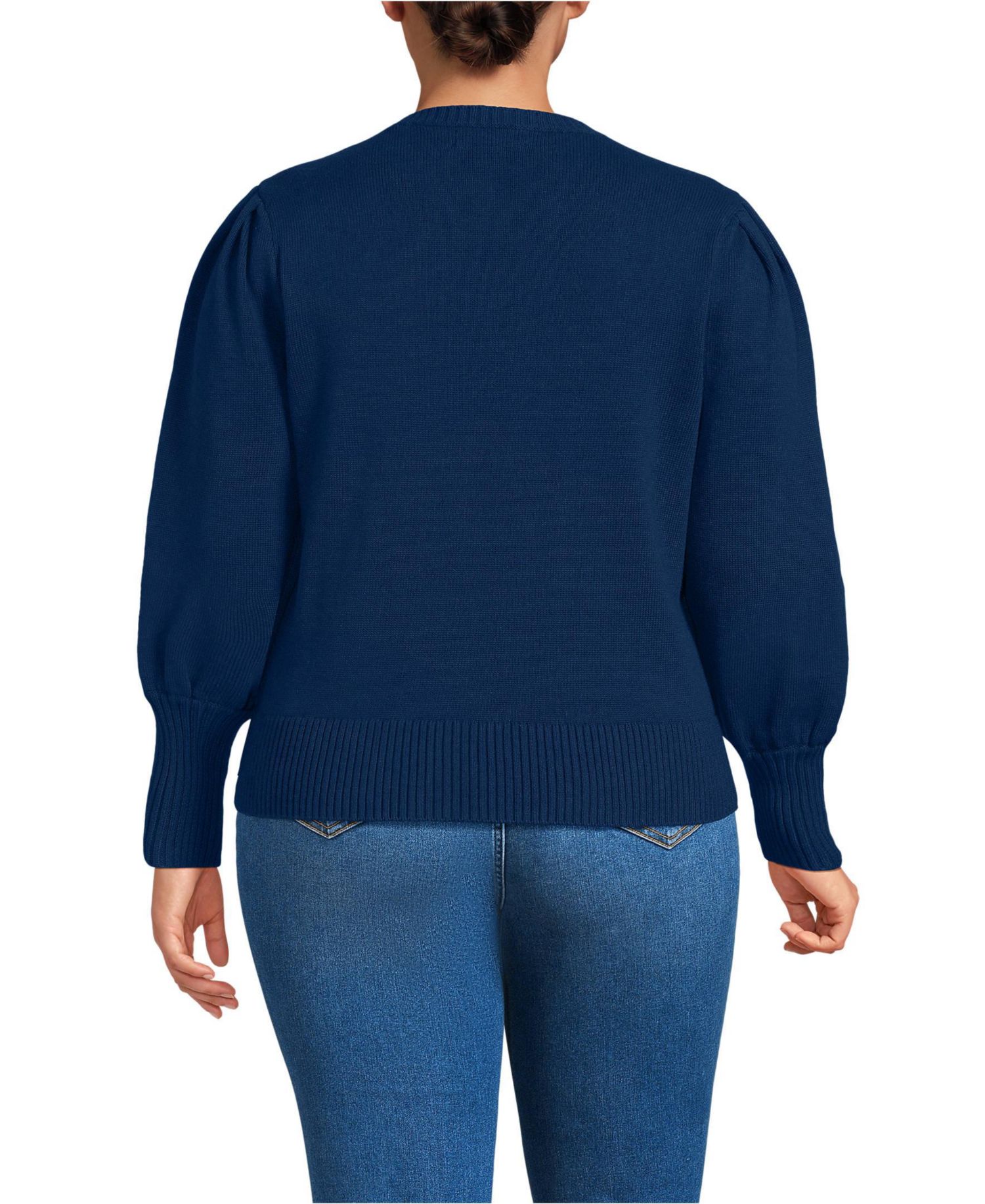 Plus Size Drifter Puff Sleeve Crew Neck Sweater
