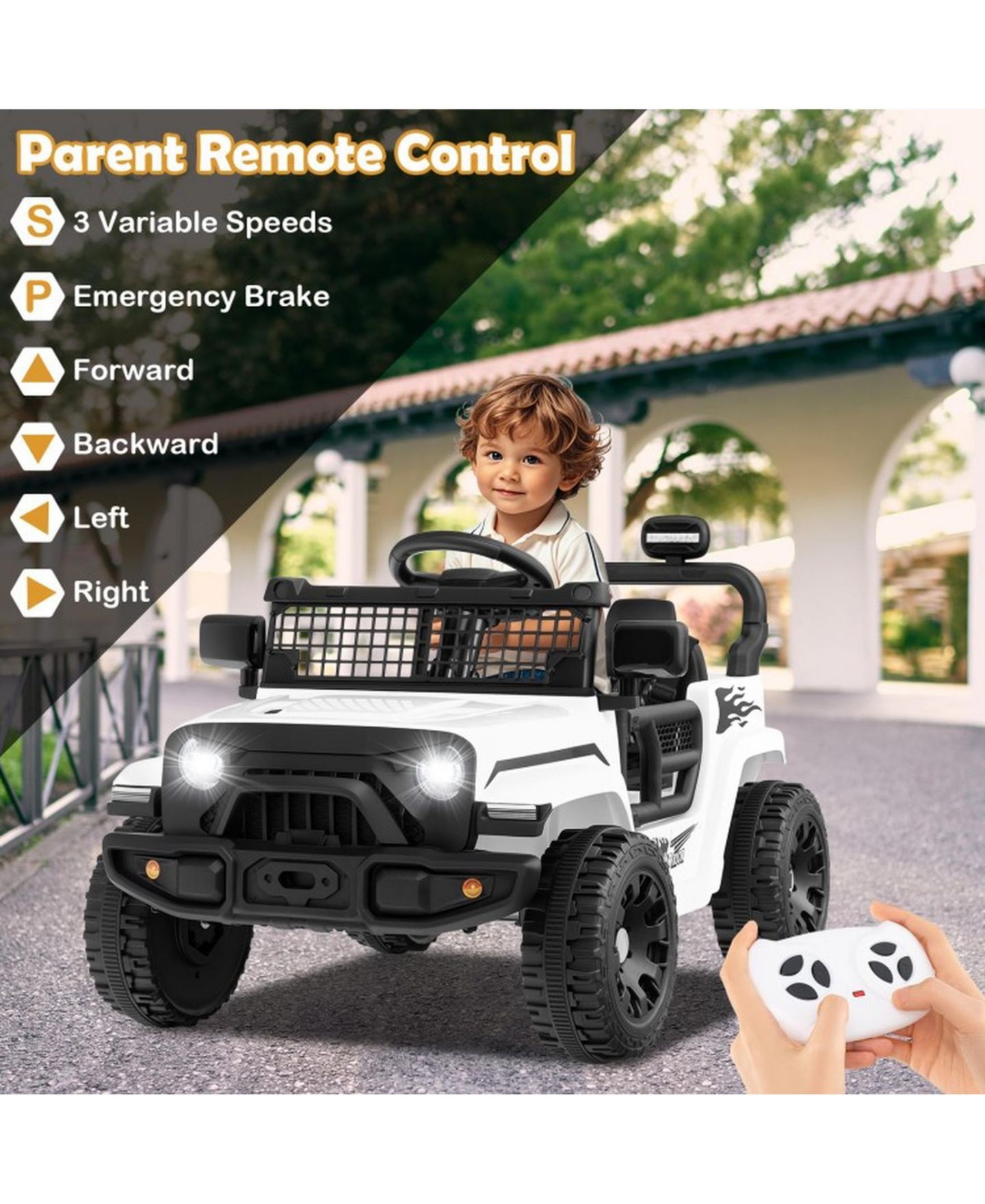 Детская игрушка SUGIFT 12V Battery Powered Ride-On Truck, 1 Seat, Ages 3+, цвет: Белый — фото 7