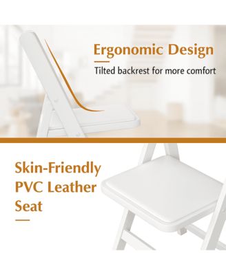 4 Pack White Resin Folding Chairs with Padded Seats - Indoor/Outdoor