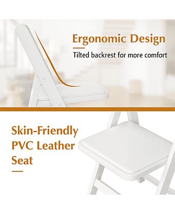 4 Pack Resin Folding Chairs with Padded Seats - Indoor/Outdoor