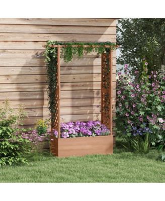 Outsunny Raised Garden Bed with Arch Trellis
