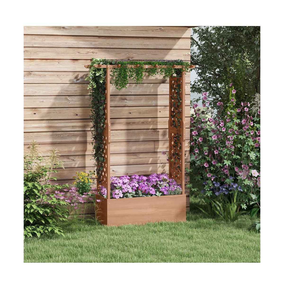 Chic Crate Outsunny Raised Garden Bed with Arch Trellis