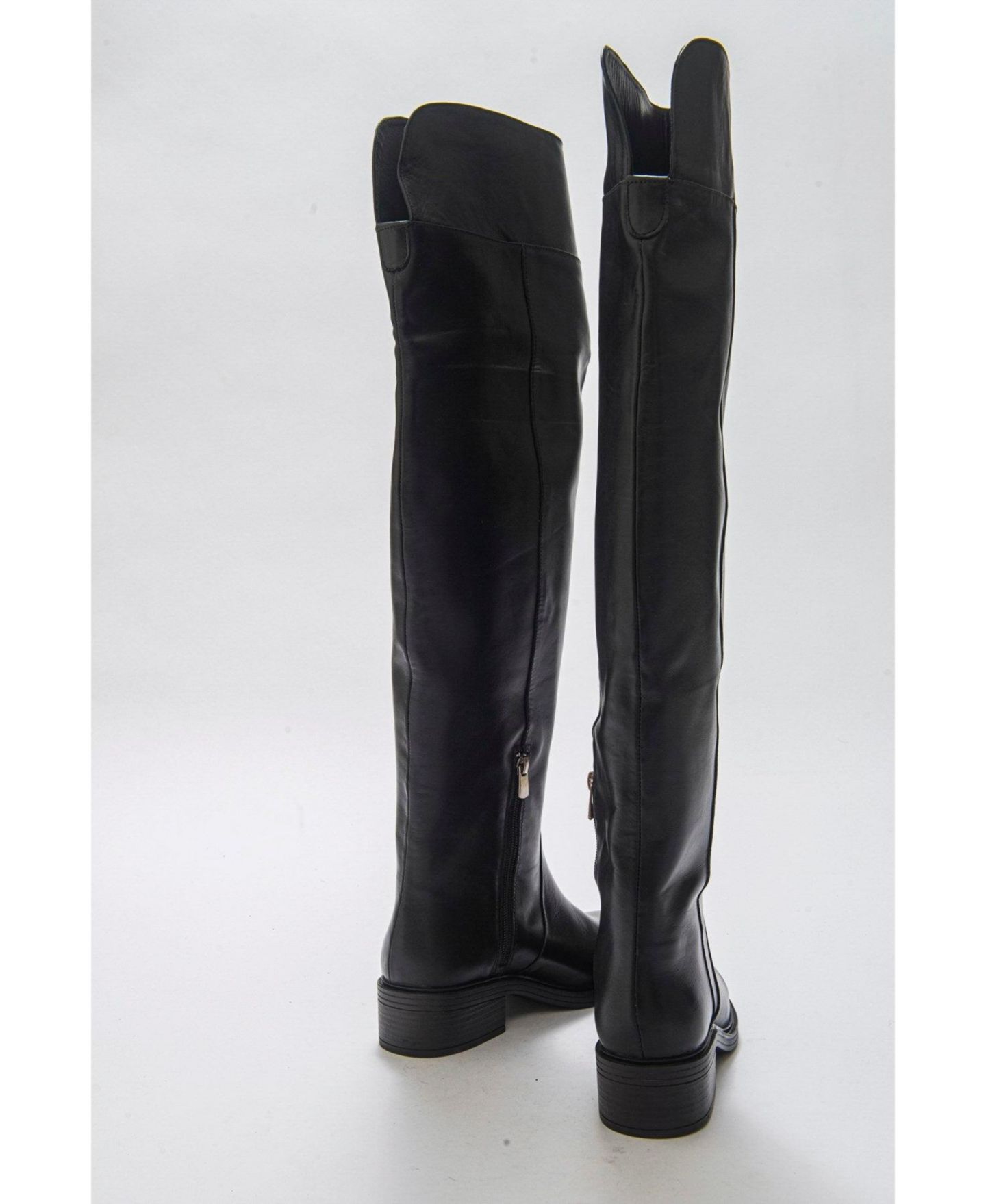 Женские ботинки Forever & Always Shoes Petya Leather Over the Knee, цвет: Чёрный кожаный — фото 5
