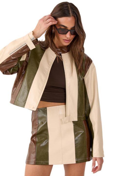 Женские куртки Nasty Gal Women's Panelled Faux Leather Biker Jacket