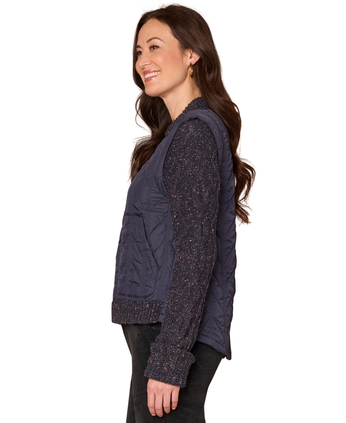 Democracy Women's Sleeveless Stand Collar Vest In Blue