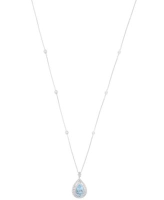 Diamond (1-1/20 ct. t.w.) and Aquamarine (2-3/8 ct. t.w.) Necklace in 14k White Gold
