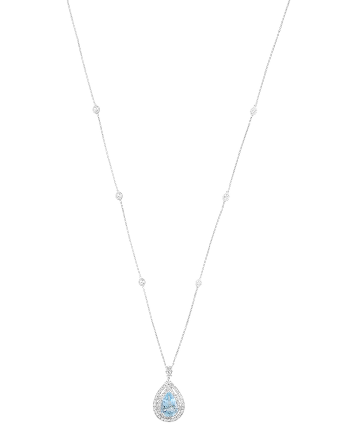 Effy Collection Diamond (1-1/20 Ct. T.w.) And Aquamarine (2-3/8 Ct. T.w.) Necklace In 14k White Gold In Metallic