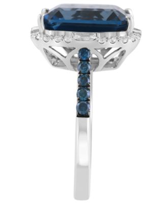 White and Blue Diamond (1/2 ct. t.w.) and London Blue Topaz (6-5/8 ct. t.w.) Ring in 14k White Gold