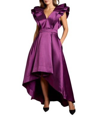 Women's Frill Sleeve V-Neck Midi Dress