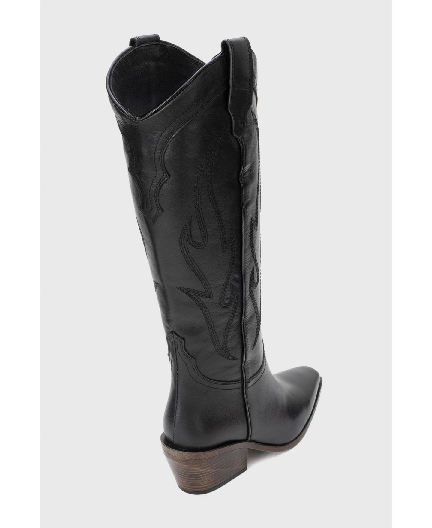 Женские ботинки Forever & Always Shoes Pietro Leather Western Knee High Boot, цвет: Чёрный кожаный — фото 4