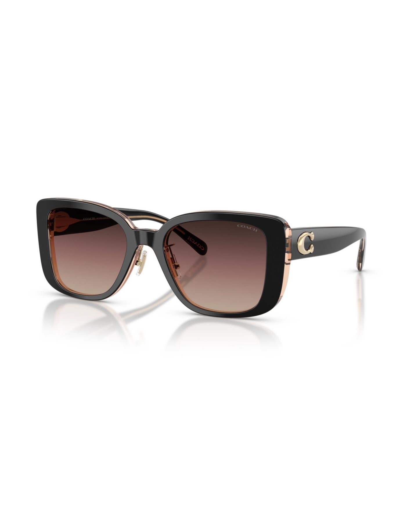 Женские солнцезащитные очки COACH Square Sunglasses, CD472 HC8352, цвет: Чёрный / Пудровый — фото 11