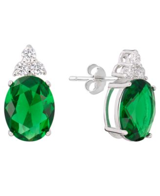 Macy's - Crystal (0.12 ct. t.w.) and Cubic Zirconia (3.44 ct. t.w.) Stud Earrings in Sterling Silver