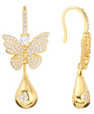 Macy's - Cubic Zirconia Butterfly Drop Earrings (0.93 ct. t.w.) in Sterling Silver (also in 14K Gold Over Sterling Silver)