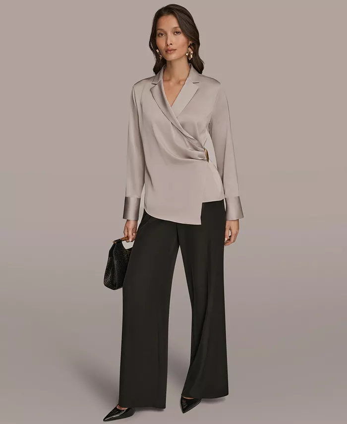 Women's Wrap Long Sleeve V-Neck Top - thumbnail 5