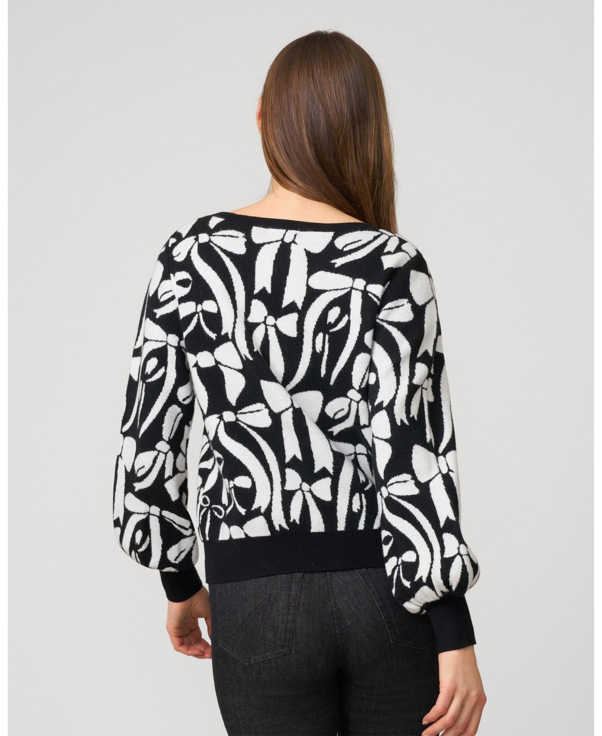 Cable & Gauge Women's Bow Boatneck Sweater
