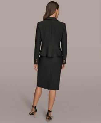 Donna Karan Donna Karen New York Womens Peplum Jacket Pencil Skirt In Black