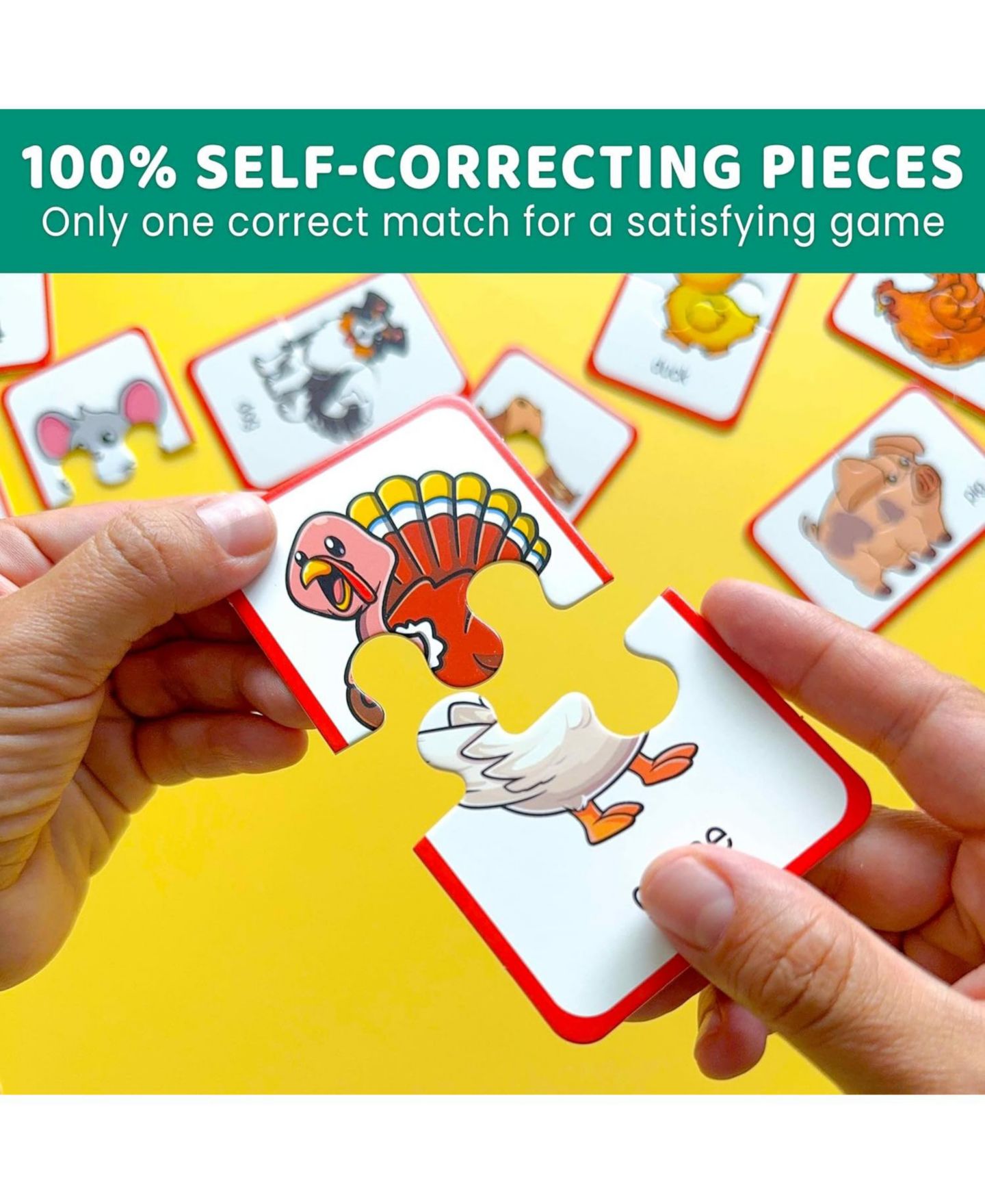 Детские игрушки Quokka Self-Correcting Memory Matching Animal Puzzle, 16 Pairs, Ages 2+, цвет: Farm — фото 4