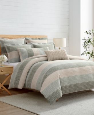 Sand Stripes Textured 3-Pc. Duvet Cover Set, Queen