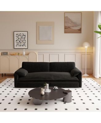 66" Queen Pull-Out Sofa Bed, Convertible 3-in-1 Velvet Sleeper Couch with Storage Pocket for Living Room or Guest Room