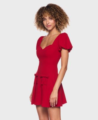 Women's Puff Sleeve Fit and Flare Dress