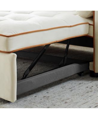 1-Piece Velvet & Metal Sleeper Sofa – USB Ports, Adjustable Backrest, Pull-Out Bed, Pillows Included