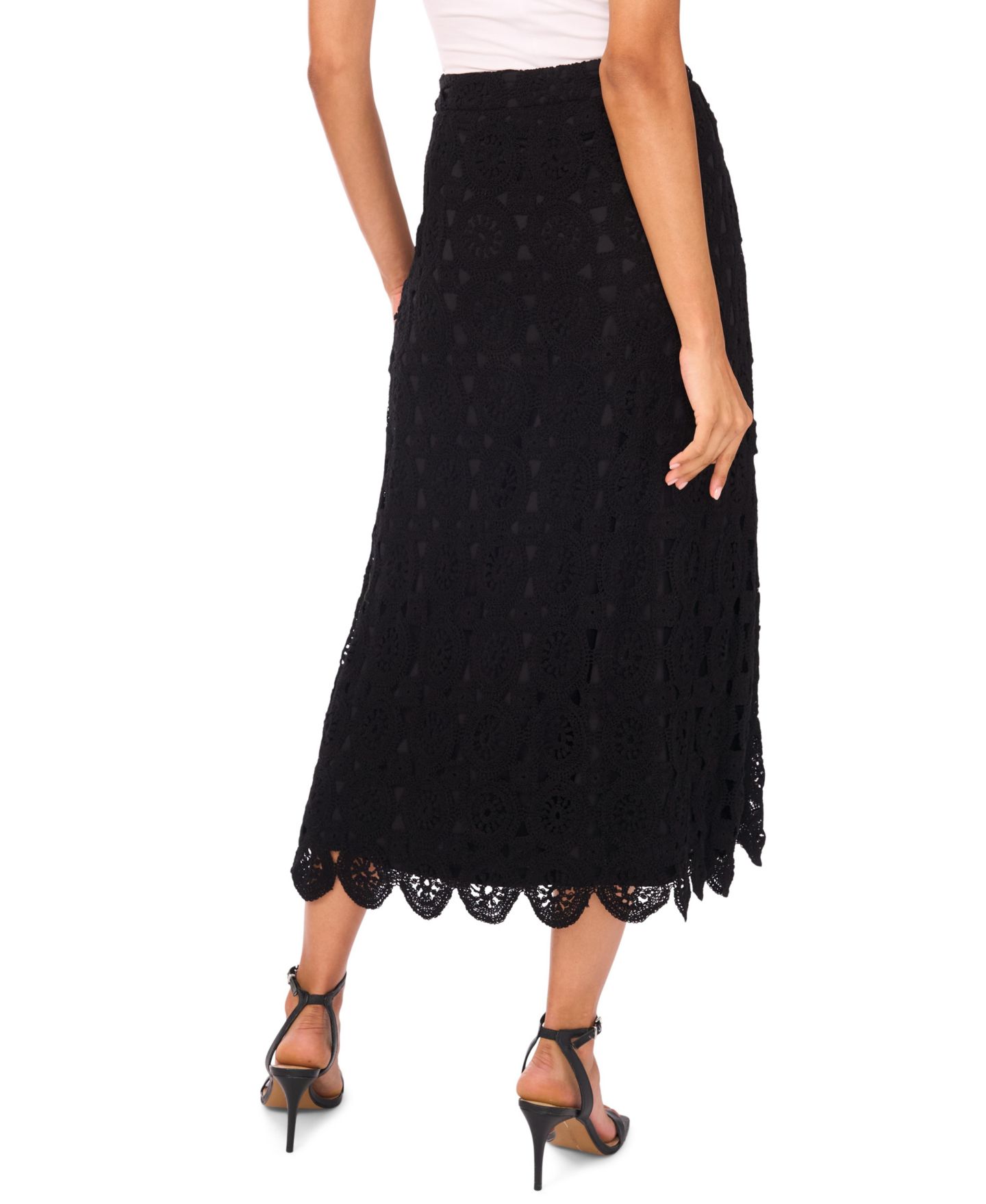 Женская юбка Vince Camuto Crochet Midi, цвет: Насыщенный чёрный — фото 3