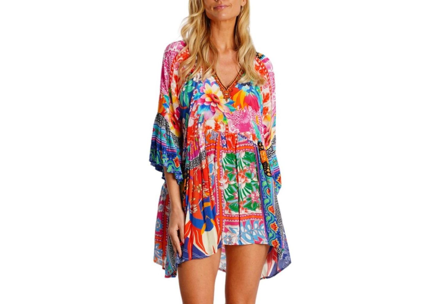 Женское платье La Moda Clothing Multicolor Mini with Side Asymmetrical Hem and Beaded Neckline — фото 1