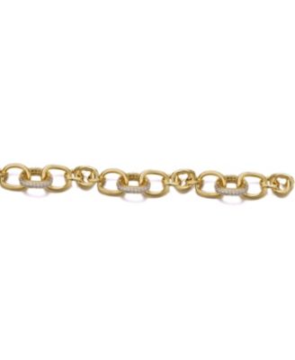 14k Gold Plated with Cubic Zirconia Tubular Cable Link Love Knot Bracelet