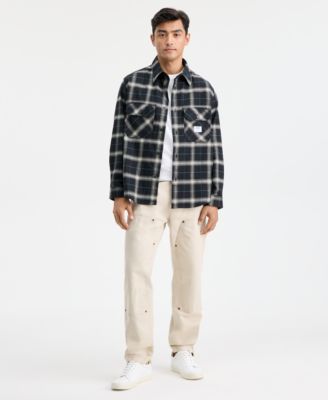 Men's Oversized-Fit Ebolt Plaid Long-Sleeve Shirt