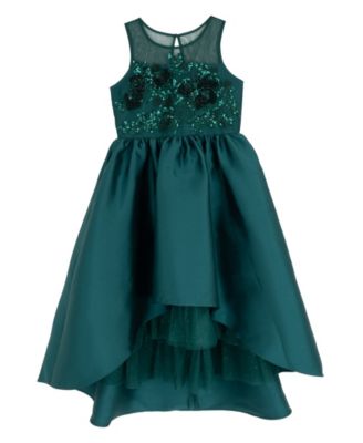 Girls' 7-16 Sequin Applique Illusion Sleeveless Dress