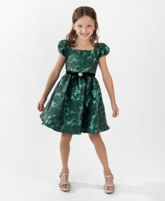 Rare Editions - Girls 2T-6X Two-Tone Brocade Short-Sleeve Dress