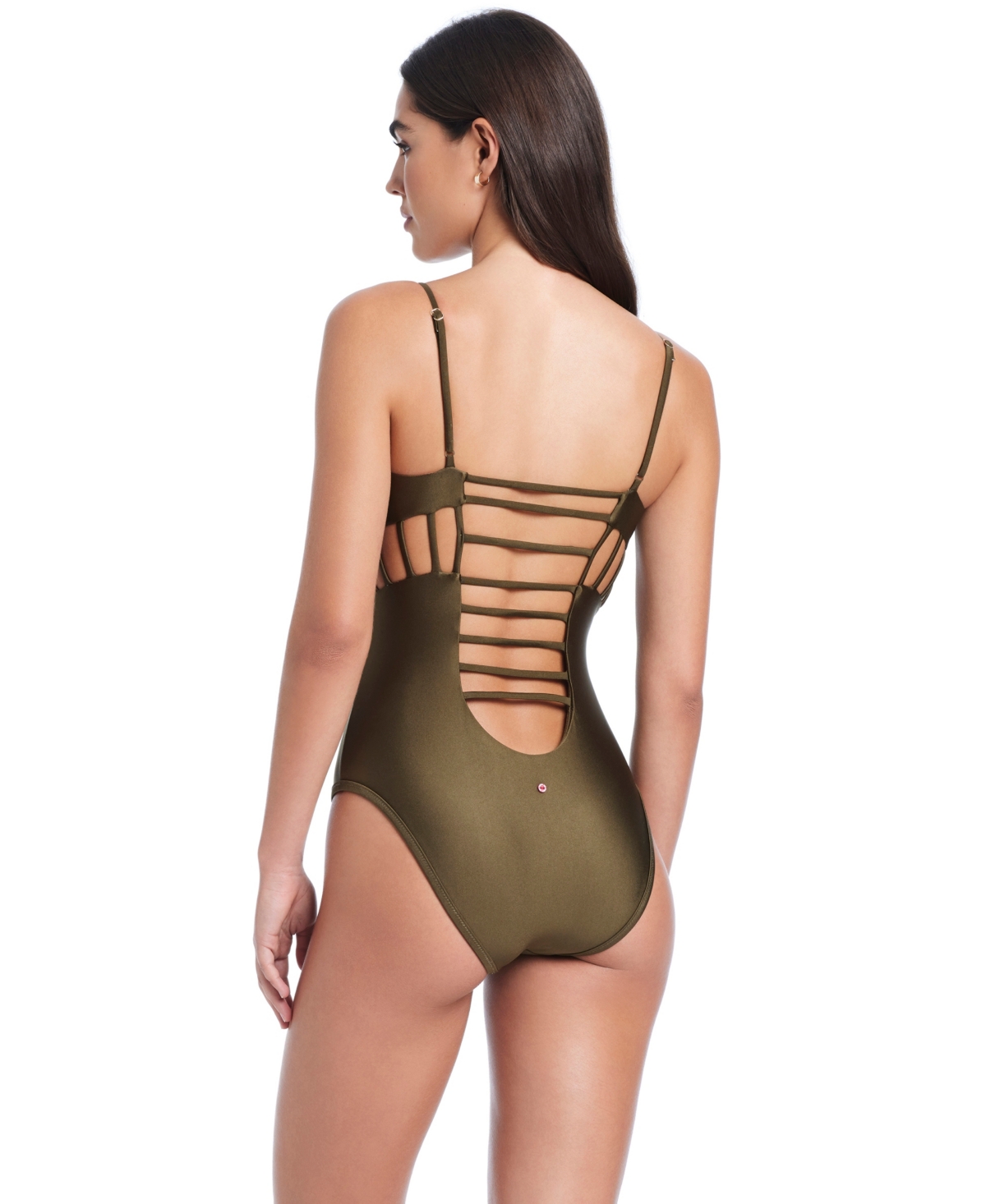 Red Carter Cross Cutout Maillot One-piece Swimsuit In Green