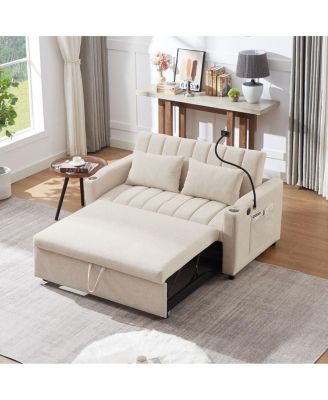 5-Piece Pull-Out Sofa Bed Set with USB Ports, Cup Holders, Side Pockets, and Adjustable Backrest