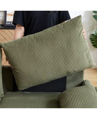 64.5 Inch 3-in-1 Corduroy Pull-Out Sleeper Sofa, Adjustable Loveseat Bed with Storage Pockets & 2 Pillows