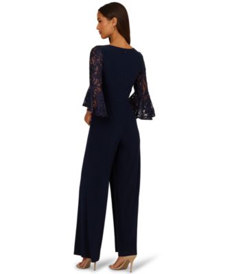 Women's Surplice Lace Combo V-Neck Jumpsuit
