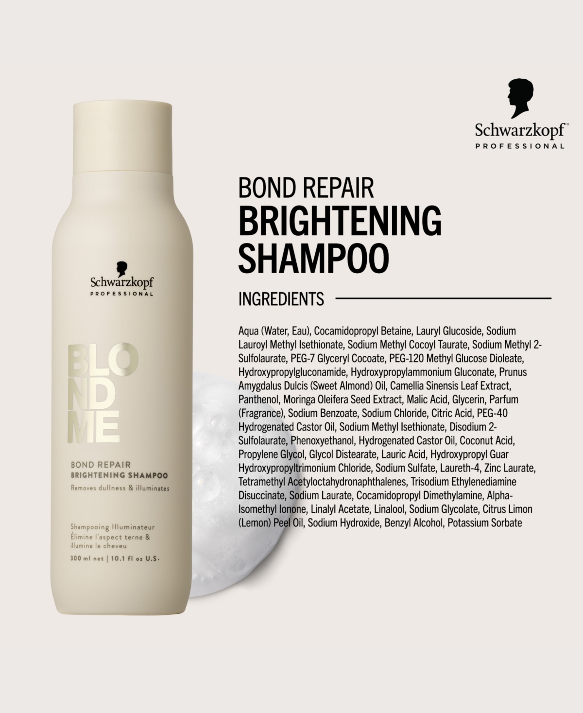 Schwarzkopf Blondme Bond Repair Brightening Shampoo, 10.1 Oz. In Transparent