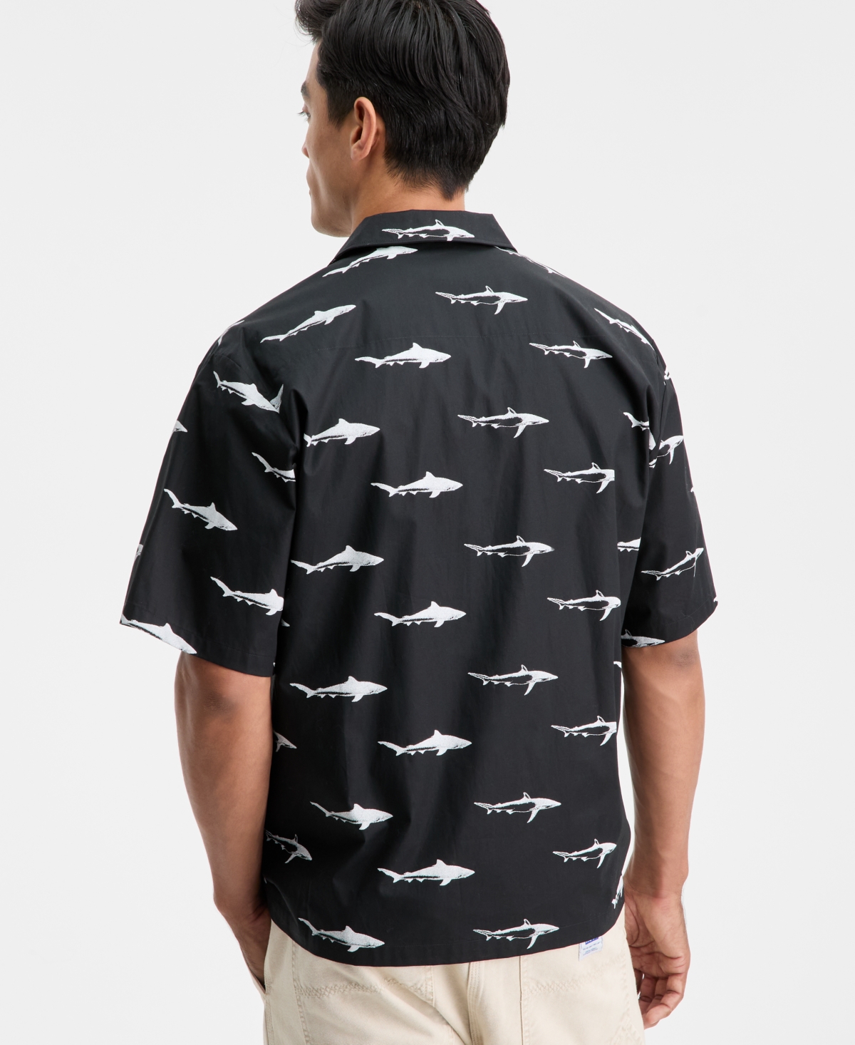 Hugo by Boss Men's Eligino Relaxed-Fit Shark Print Short-Sleeve Shirt