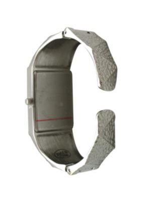 Silver Textured Metallic Bangle Watch