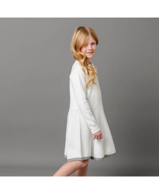 Baby Girls Organic Long Sleeve Mock Neck Bow Detail Sweater Dress