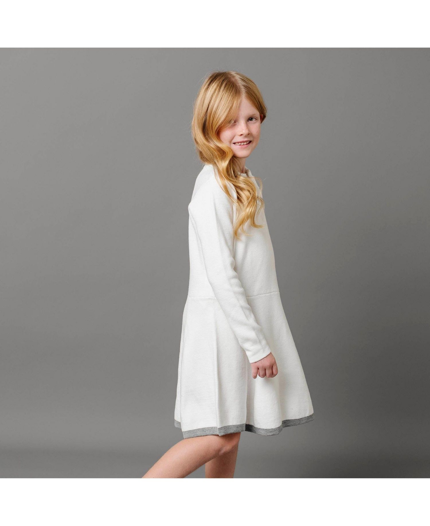 Baby Girls Hope and Henry Organic Long Sleeve Mock Neck Bow Detail Sweater Dress