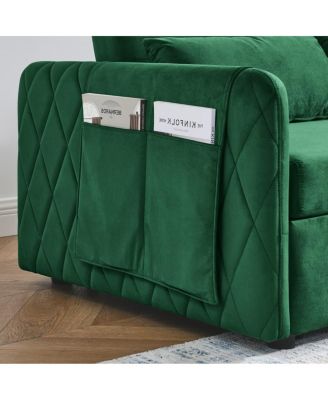 55" Velvet Sleeper Sofa with Pull-Out Bed, Reclining Backrest & Side Storage Pockets,Convertible Sofa Bed for Small Spaces-Maison Boucle