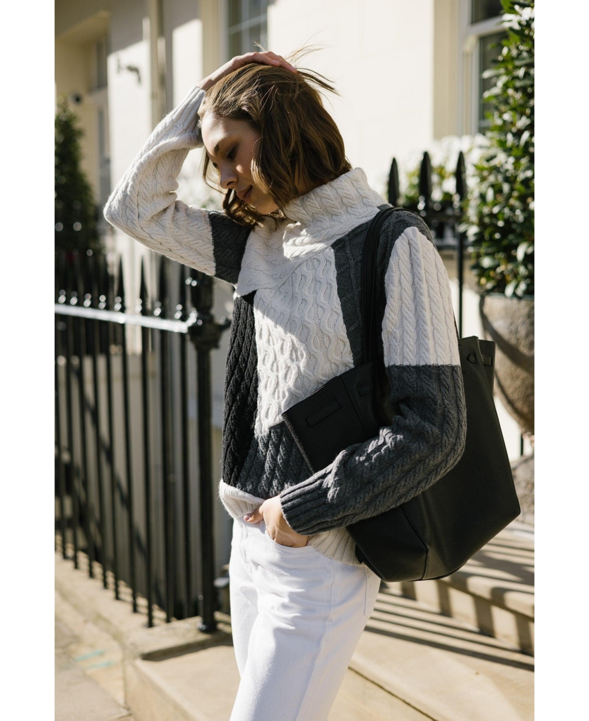 Labeca London Women's Victoria Monochrome Patchwork Cashmere-Blend Sweater