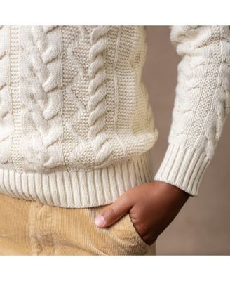 Baby Boys Mock Neck Cable Sweater with Buttons
