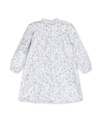 Little and Big Girls' Organic Long Sleeve Ruffle Neck Smocked Yoke Dress