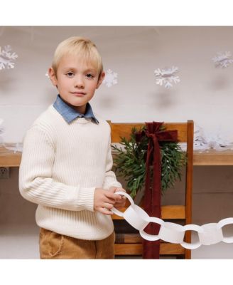 Baby Boys Long Sleeve Herringbone Detail Crew Neck Pullover Sweater