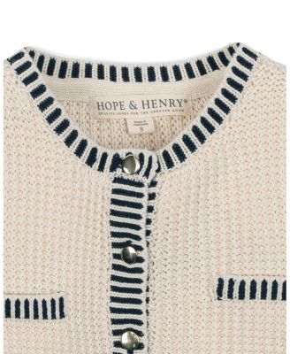 Little and Big Girls' Organic Puff Sleeve Textured Cardigan Sweater