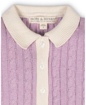 Toddler Girls Organic Short Sleeve Collared Button Front Sweater Dress